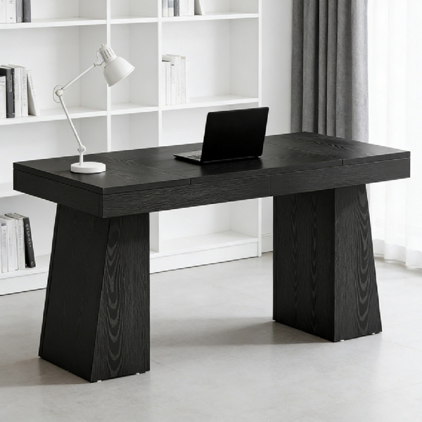 Modern Black Wood Office Desk Computer Table Home Office Study Workstation