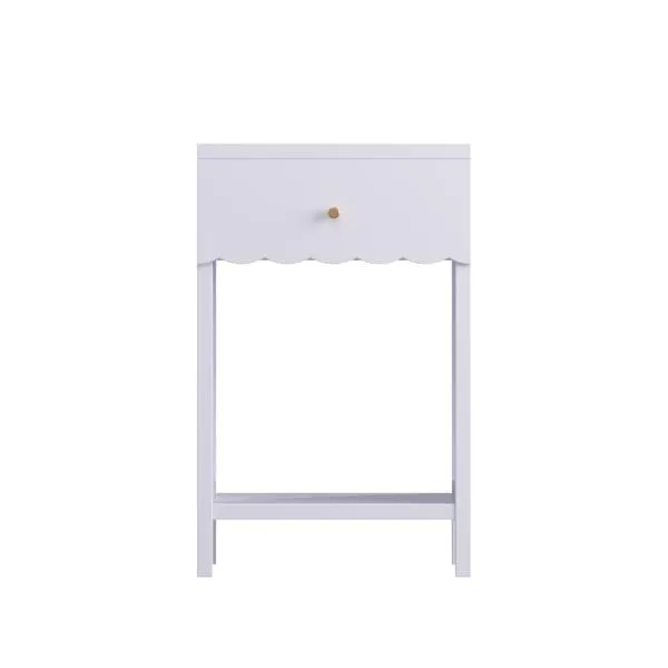Modern Nightstand With Drawer And Open Shelf,Scalloped Edge Bedside Table For Bedroom, Cute Minimalist Side Table For Kids Room Or Girls' Room,Light Purple