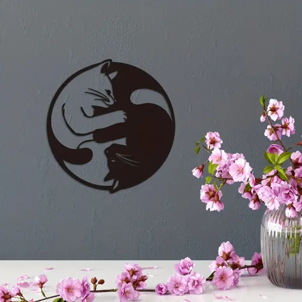 CIFbuy Yin Yang Cat Silhouette Aluminum Wall Art Zen Home Decor Holiday Gift(TikTok, Temu Pick-up Service)