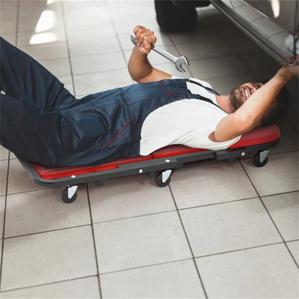 Foldable Garage Creeper With Padded Seat, 6 Universal Casters Dual-Mode Repair Tool For Workshop