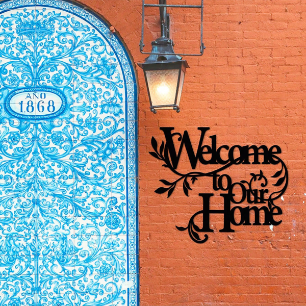 CIFbuy Aluminum Welcome Floral Wall Art Home Entryway Decor For Housewarming Gift (TikTok, Temu Pick-up Service)