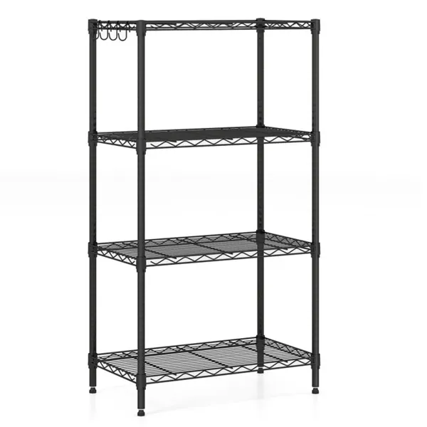 4-Tier Heavy-Duty Metal Wire Shelving, 600 Lbs Total Load Capacity With Anti-Toppling Kits For Garage & Kitchen