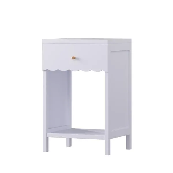 Modern Nightstand With Drawer And Open Shelf,Scalloped Edge Bedside Table For Bedroom, Cute Minimalist Side Table For Kids Room Or Girls' Room,Light Purple