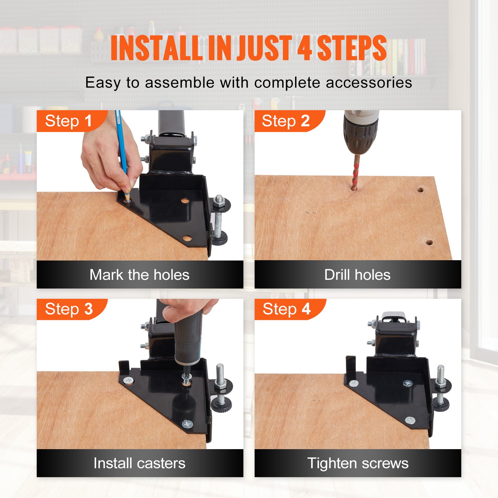 Mobile Base, 400 Lbs Weight Capacity, Adjustable From 9.5" X 9.5" To Infinity