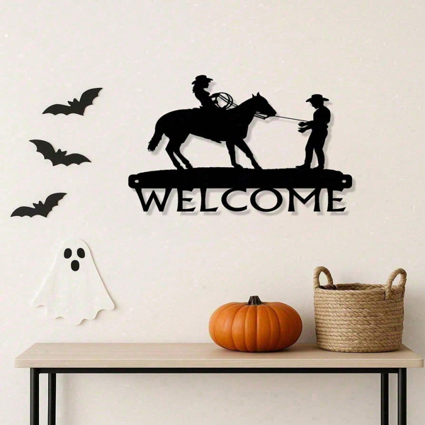 CIFbuy Western Vintage Distressed Embroidered Welcome Wall Hanging Decor For Living Room Entryway Bedroom (TikTok, Temu Pick-up Service)