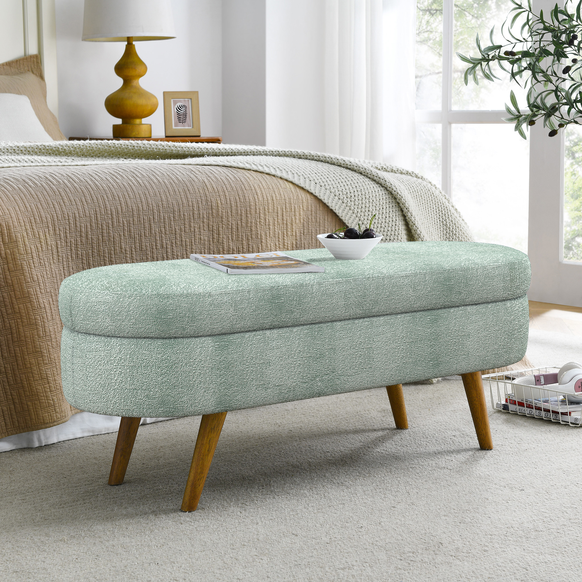 Oval Storage Ottoman Bench