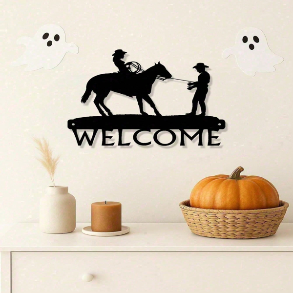CIFbuy Western Vintage Distressed Embroidered Welcome Wall Hanging Decor For Living Room Entryway Bedroom (TikTok, Temu Pick-up Service)