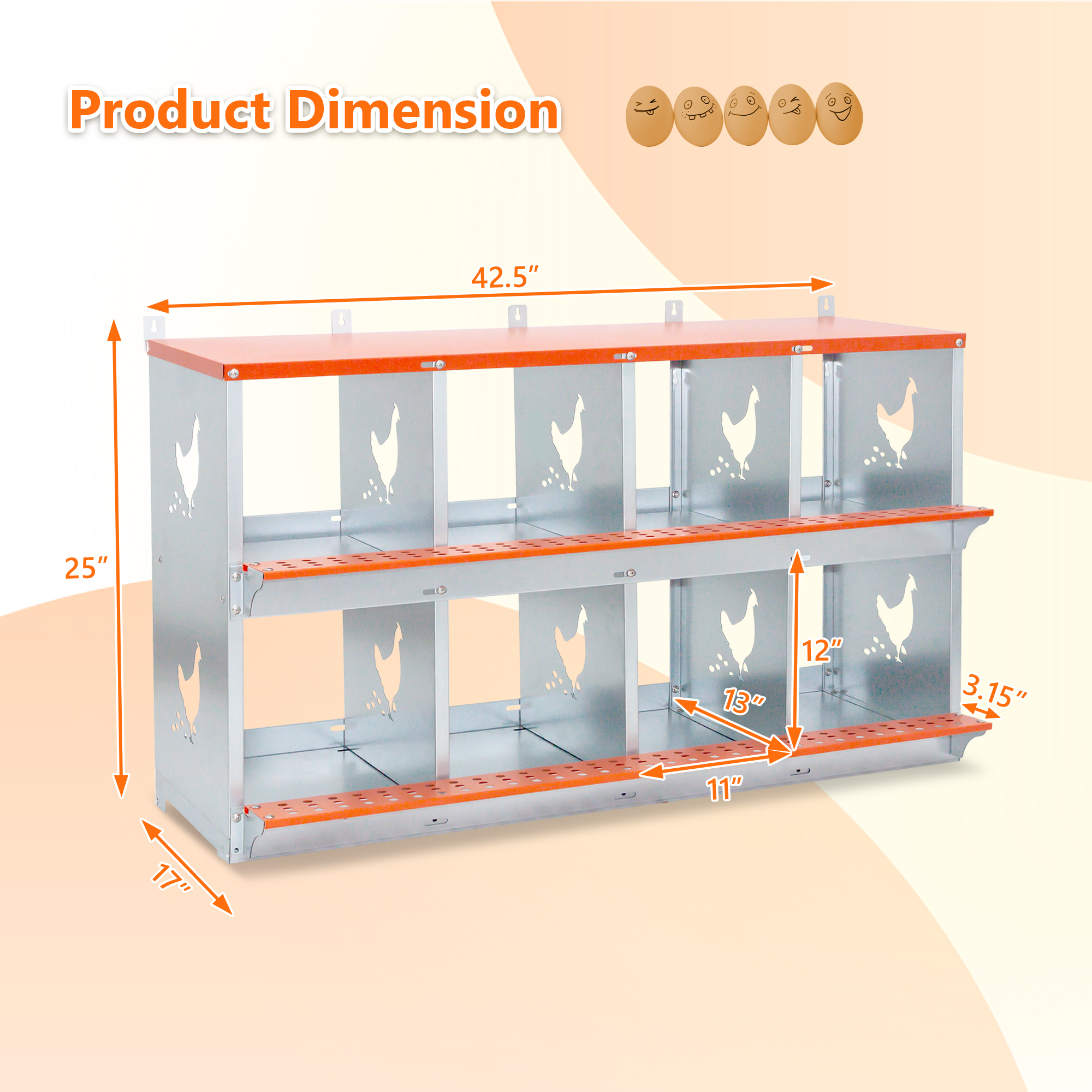 8-Bay Metal Nest Box-Wall Mount For Hens Ducks, Easy Egg Assembly, Vented Galvanized Steel Coop Equipment… image 2