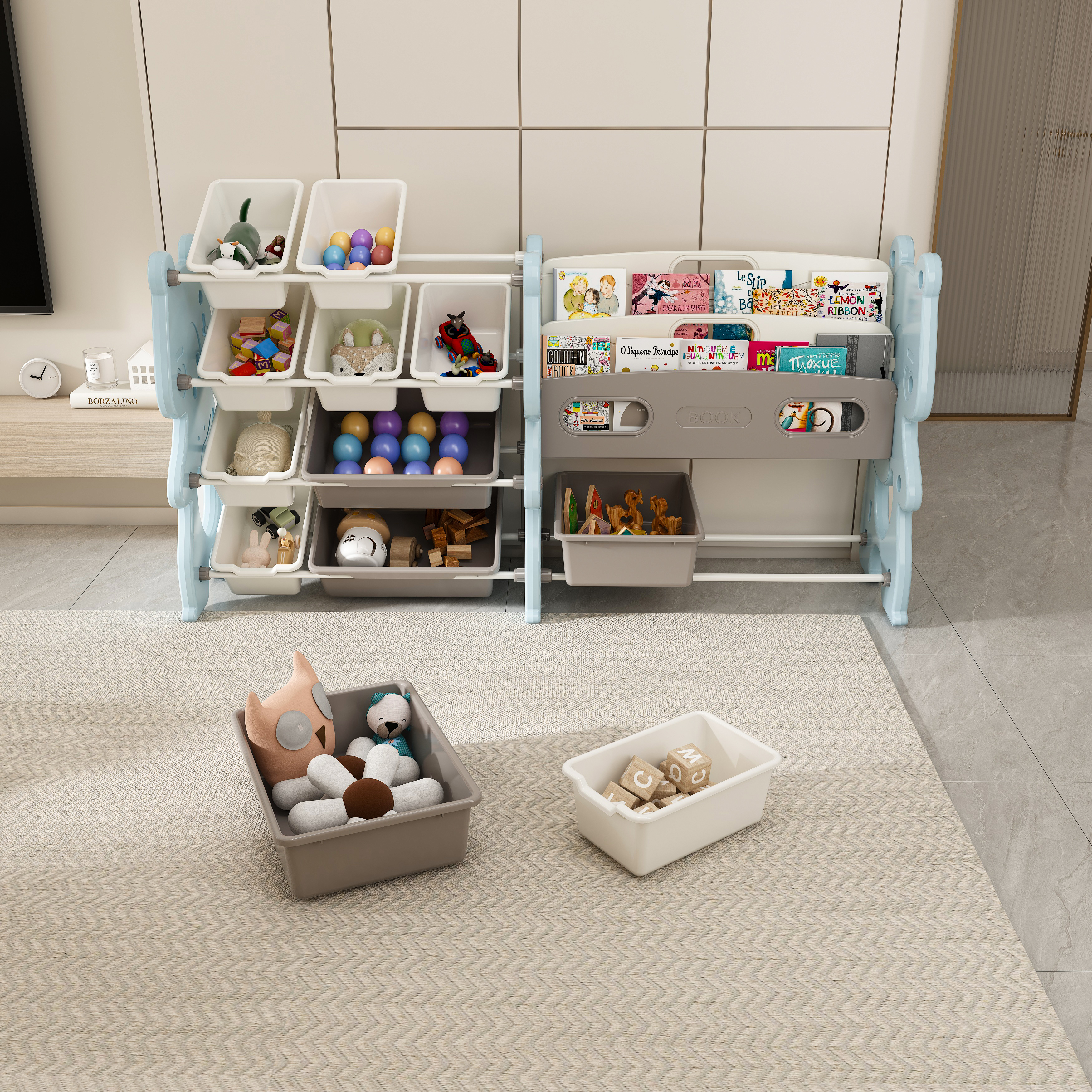 Kids Toy Storage Organizer β Toy Organizer with 2 Tier Bookshelf β photo 5