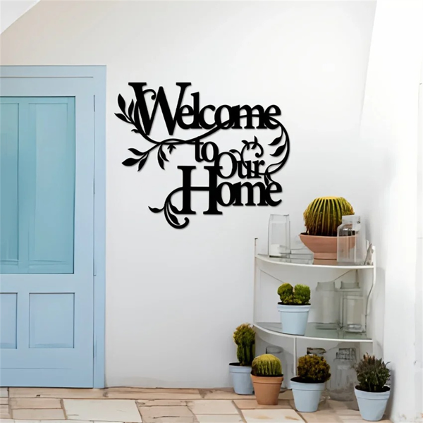 CIFbuy Aluminum Welcome Floral Wall Art Home Entryway Decor For Housewarming Gift (TikTok, Temu Pick-up Service)