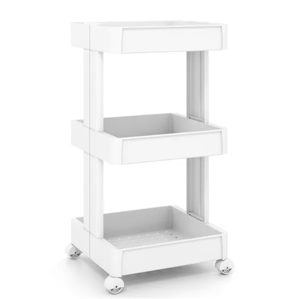 3 -Tier DIY Rolling Storage Cart,15.5 X 14.5 X 30 With Detachable Ventilated Trays For Kitchen & Bathroom