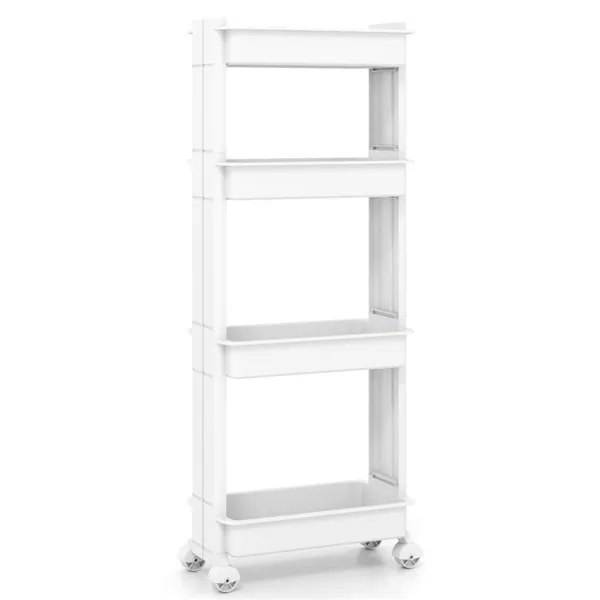 4-Tier DIY Rolling Storage Cart, 15.5 X 9 X 40.5 With Detachable Ventilated Trays For Kitchen & Bathroom