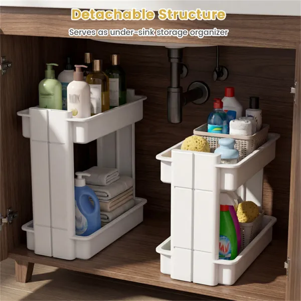 4-Tier DIY Rolling Storage Cart, 15.5 X 9 X 40.5 With Detachable Ventilated Trays For Kitchen & Bathroom