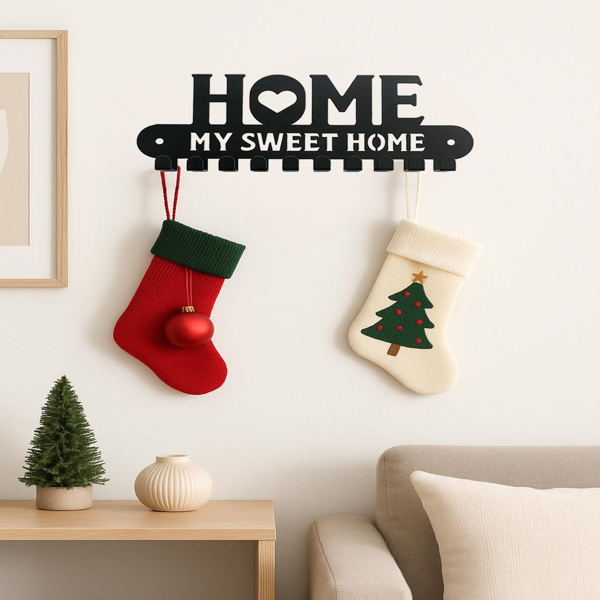 CIFbuy 2-in-1 Halloween Christmas Wall Key Holder With Sturdy Iron Hooks Entryway Organizer Holiday Home Decor(TikTok, Temu Pick-up Service)