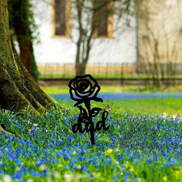 CIFbuy Elegant Waterproof Rose Memorial Stake Cemetery Decor Garden Stone Headstone Accent(TikTok, Temu Pick-up Service)