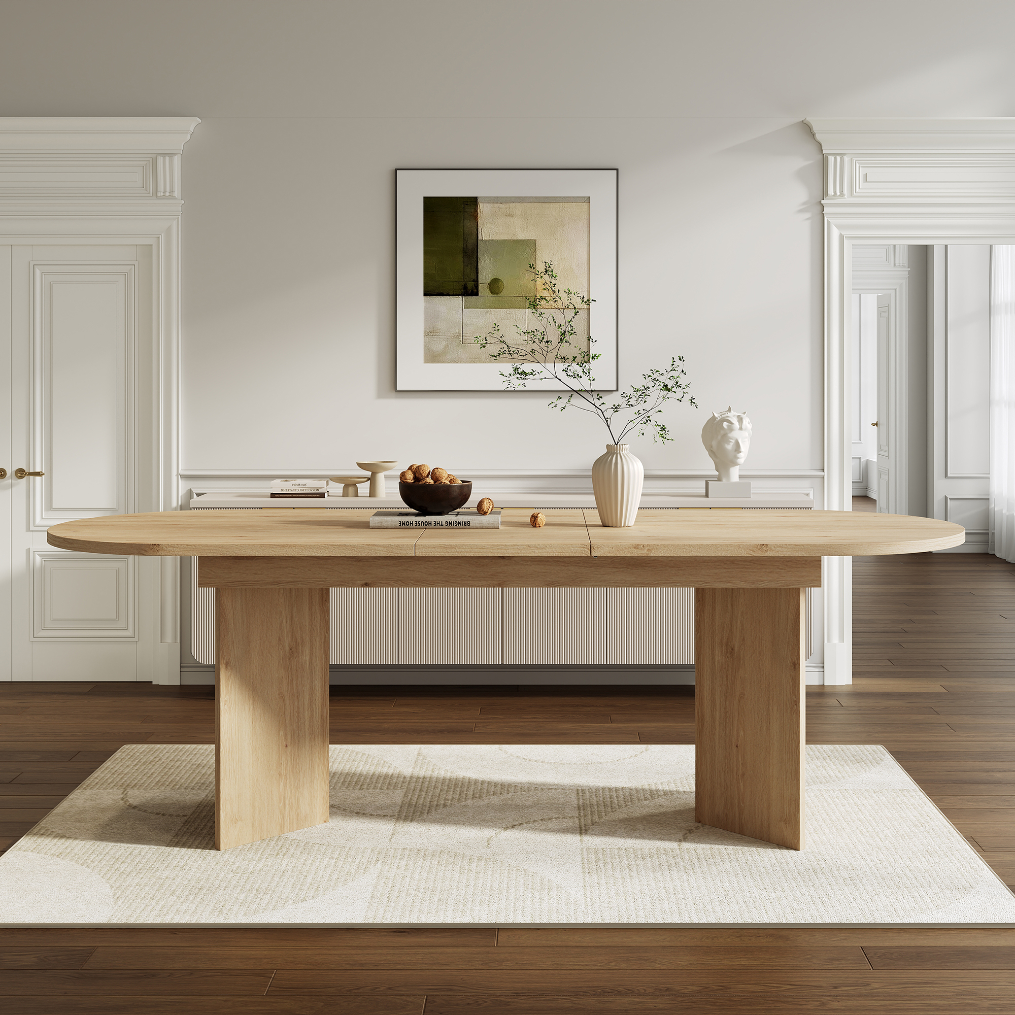 Extendable Dining Table 160-200 X90 Cm, Suitable For 6-8 People, With Rounded — image 2