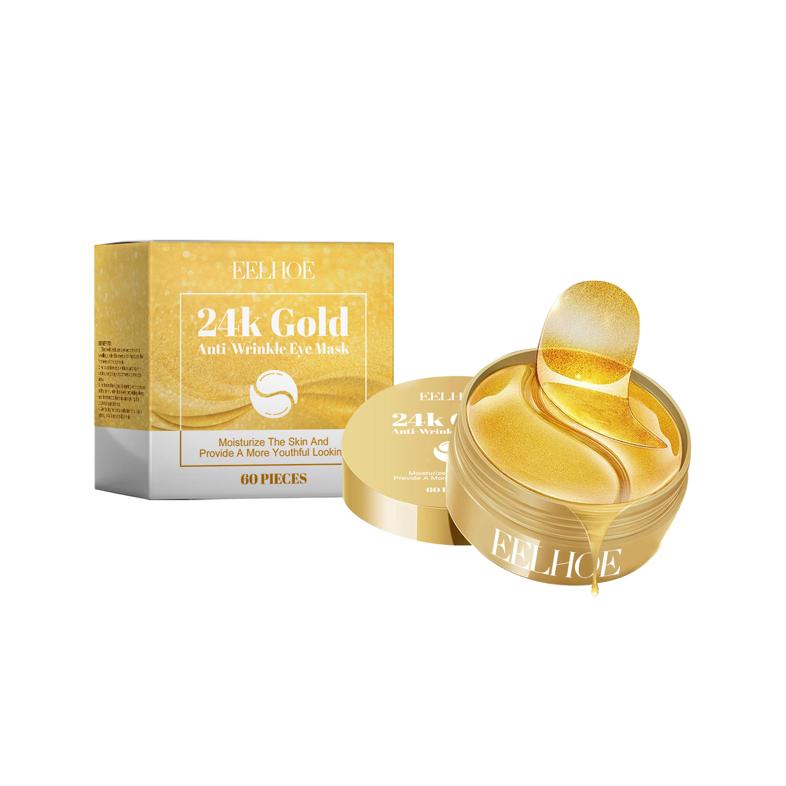 EELHOE 24K Gold Anti-Wrinkle Eye Mask, Moisturizing And Improving Eye Lines Brightening And Moisturizing…