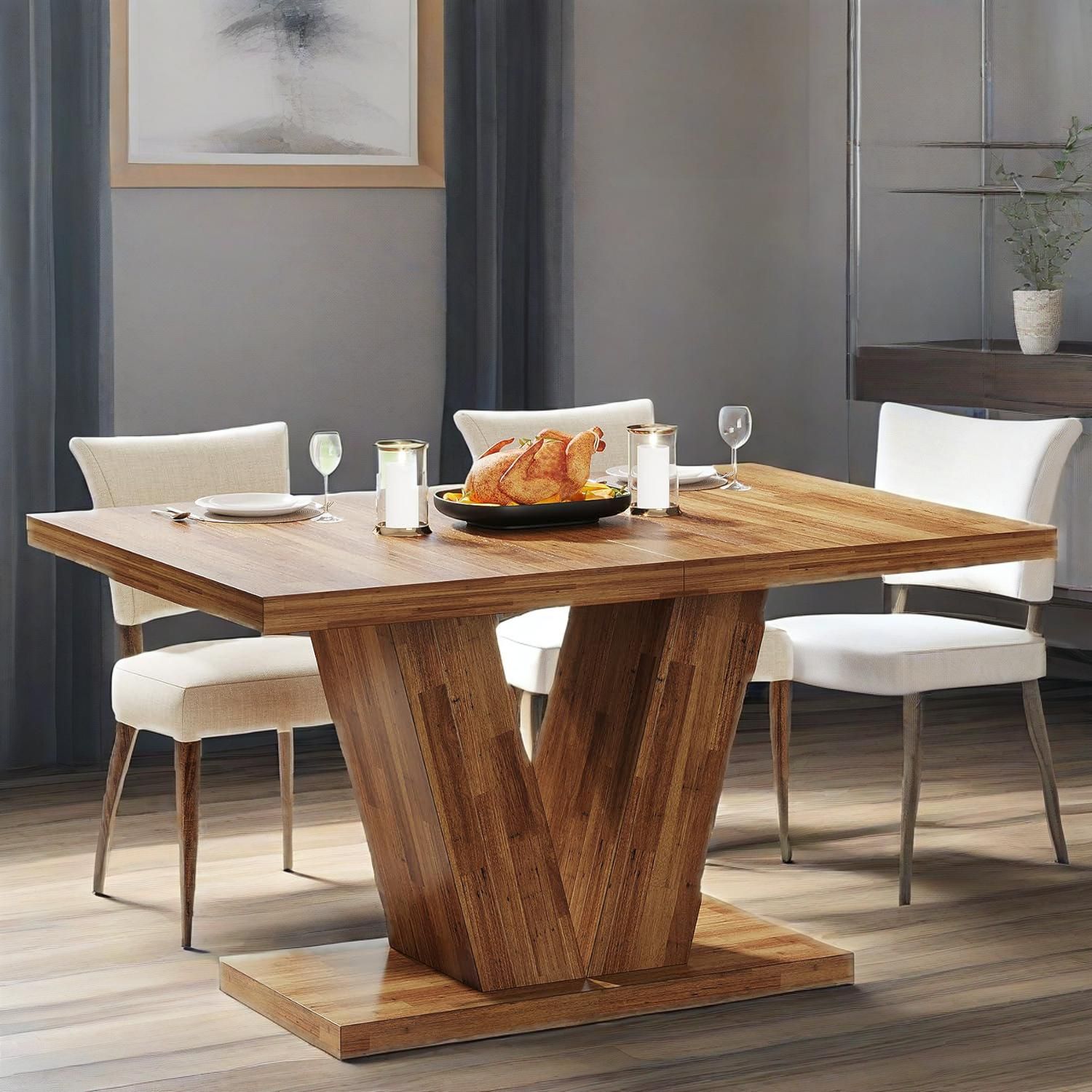 47" Dining Table for 4 – Walnut Brown Farmhouse Kitchen Table