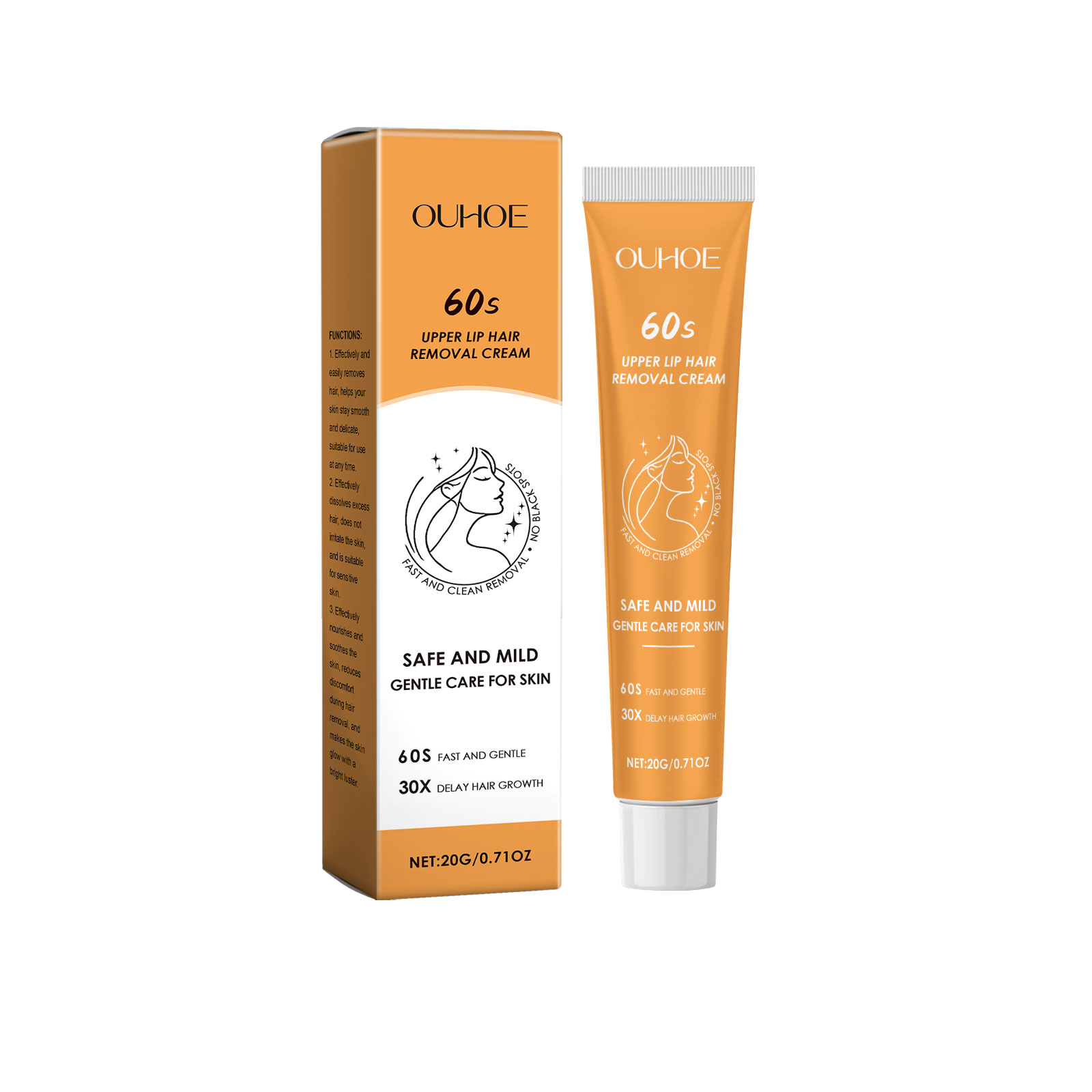 OUHOE Body Facial Hair Removal Cream, Gently Cleanses And Moisturizes Smooth Skin Without Irritating Hair Removal Cream