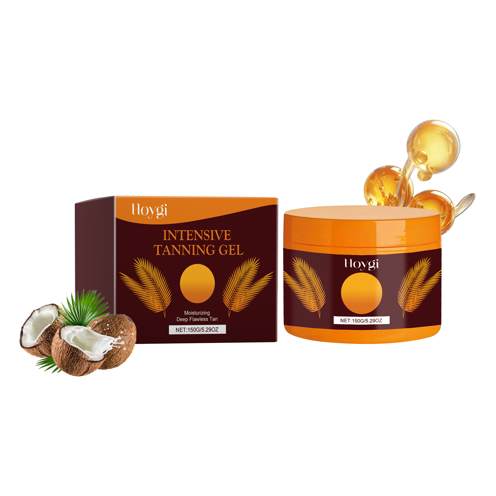 Hoygi Intensive Tanning Gel, Summertime Seaside Beach Sunbath To Help Tanning Wheat Color Body Moisturizer Gel image 18