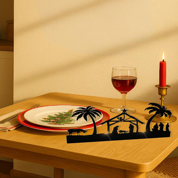 CIFbuy Vintage Rustic Iron Nativity Candleholder Set Christmas Table Centerpiece(TikTok, Temu Pick-up Service)