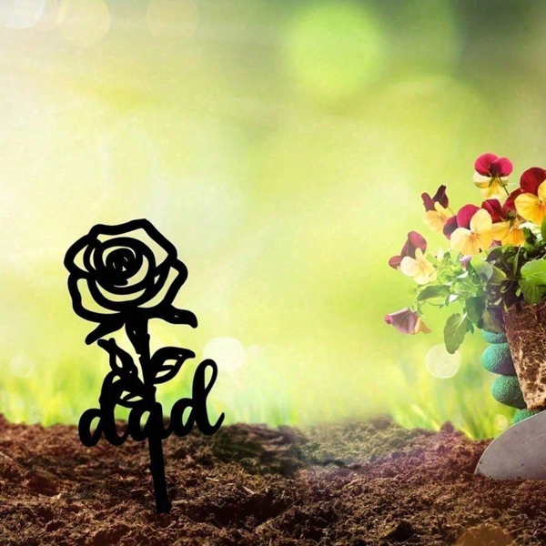 CIFbuy Elegant Waterproof Rose Memorial Stake Cemetery Decor Garden Stone Headstone Accent(TikTok, Temu Pick-up Service)