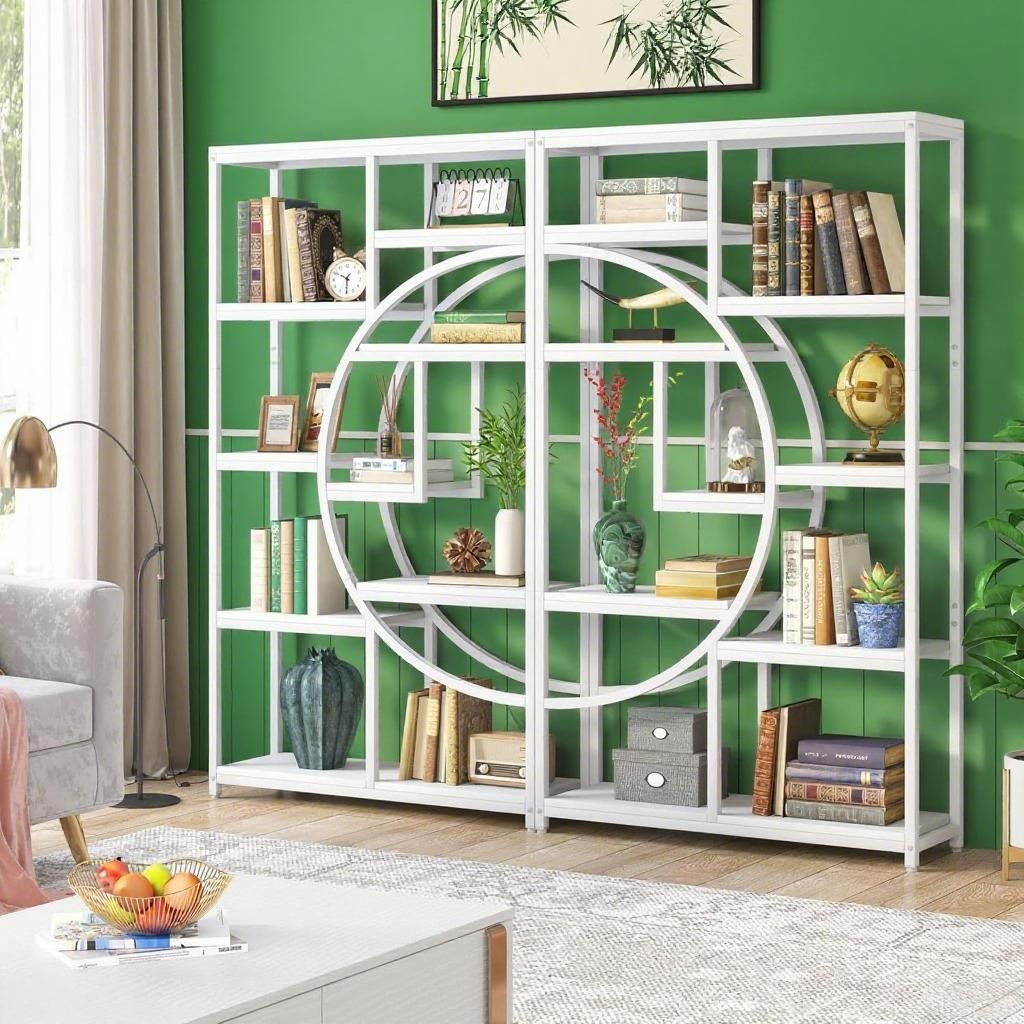 Nine-Shelf Geometric Bookcase