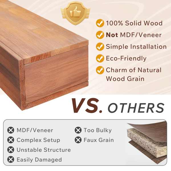 72" Rustic Wood Fireplace Mantel,Wall-Mounted & Floating Shelf For Home Decor