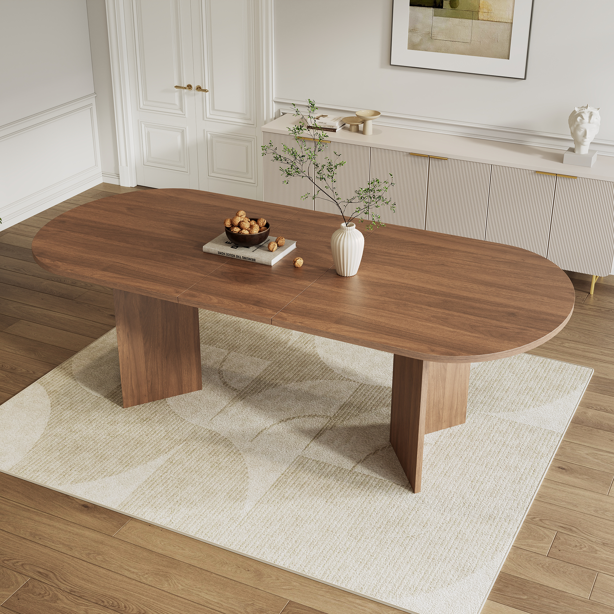 Extendable Dining Table 160-200 X 90 Cm, Suitable For 6-8 People, With Rounded — image 5