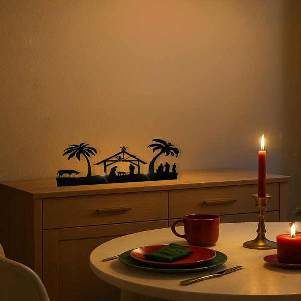 CIFbuy Vintage Rustic Iron Nativity Candleholder Set Christmas Table Centerpiece(TikTok, Temu Pick-up Service)