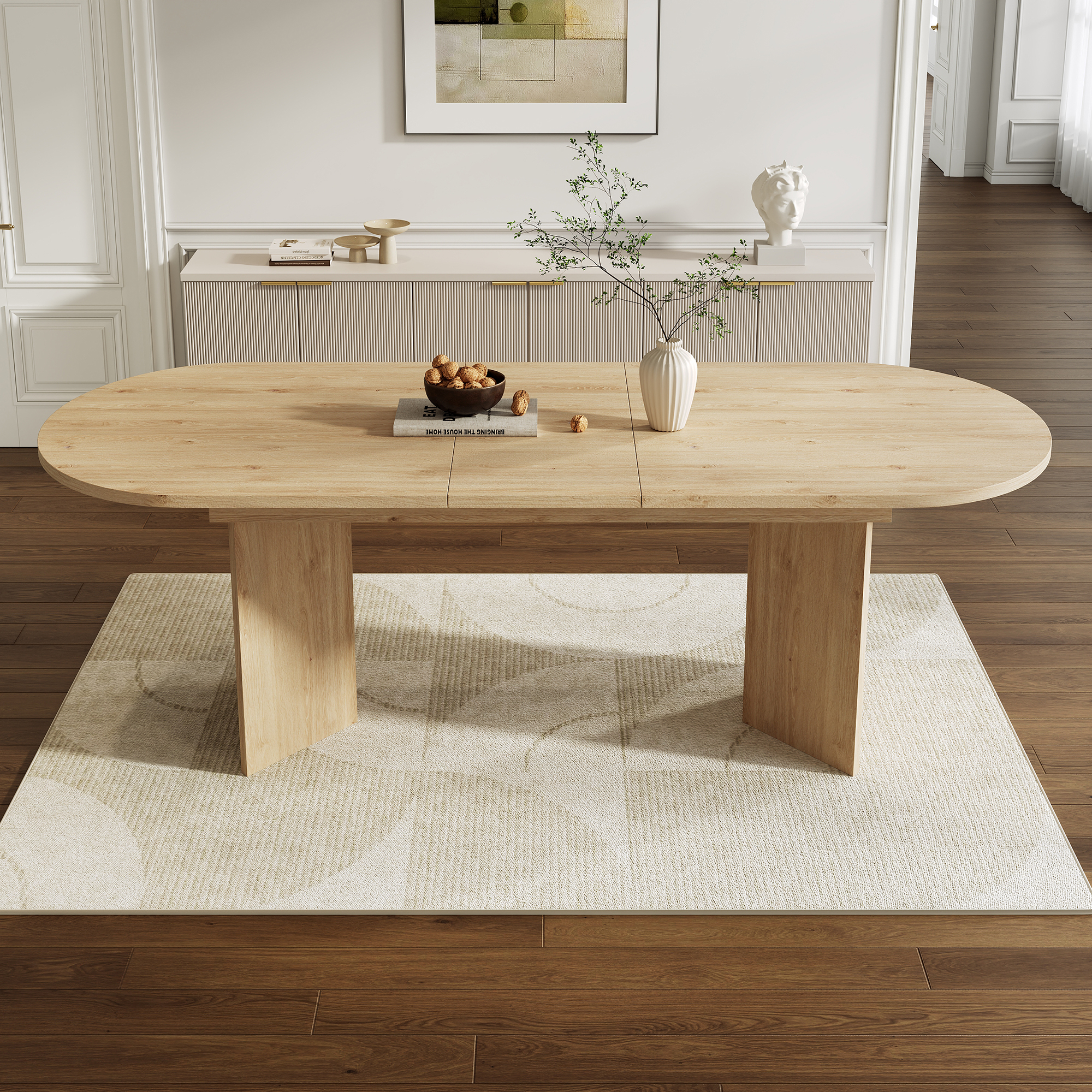 Extendable Dining Table 160-200 X90 Cm, Suitable For 6-8 People, With Rounded — image 5