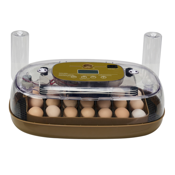 24 Egg Incubator With Automatic Egg Turning, 110V Digital Poultry Hatcher With LED Egg Candler, Temperature & Humidity Control, Auto Water Adding, For Chickens Ducks Quails, Khaki & Transpare