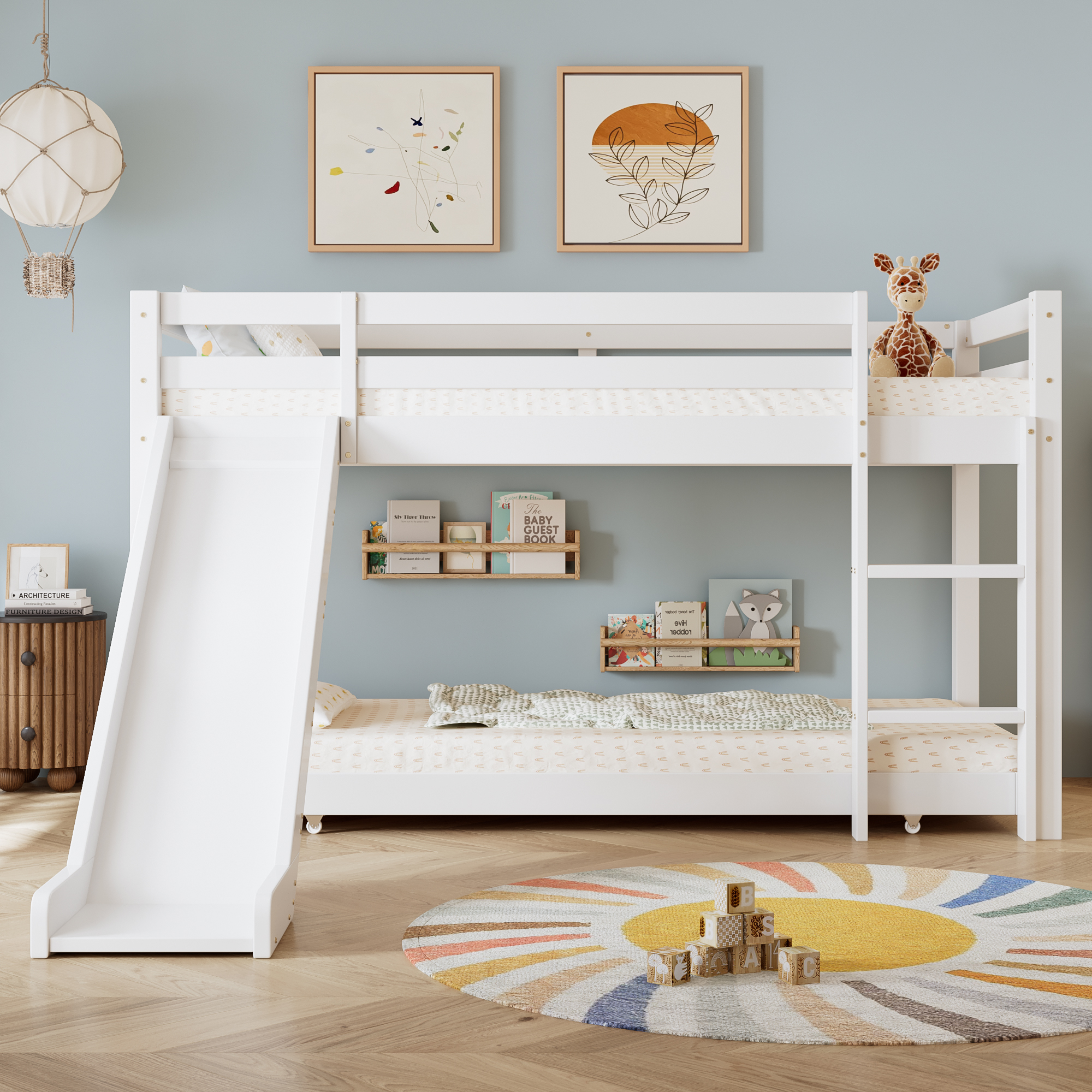 Children's Cabin Bed Frame With Slide & Ladder, Bunk For Kids Adjustable — image 4