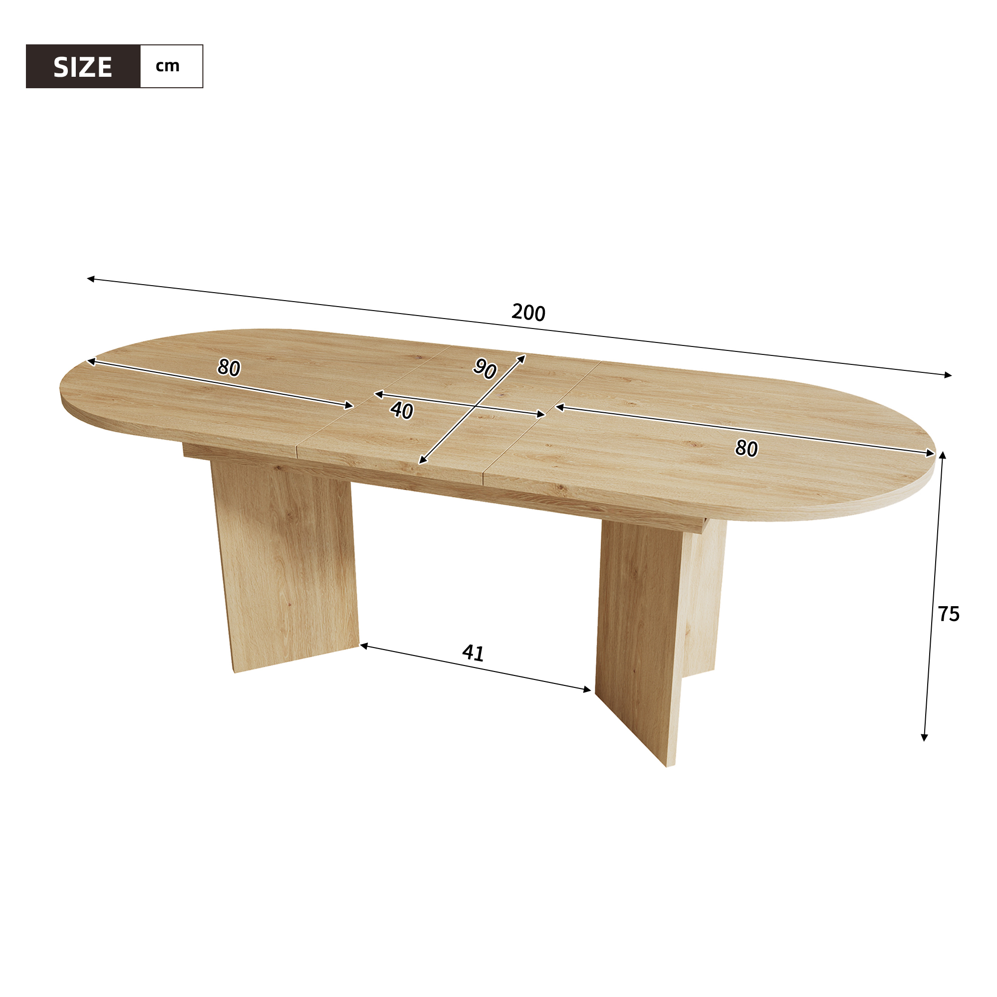 Extendable Dining Table 160-200 X90 Cm, Suitable For 6-8 People, With Rounded — image 3