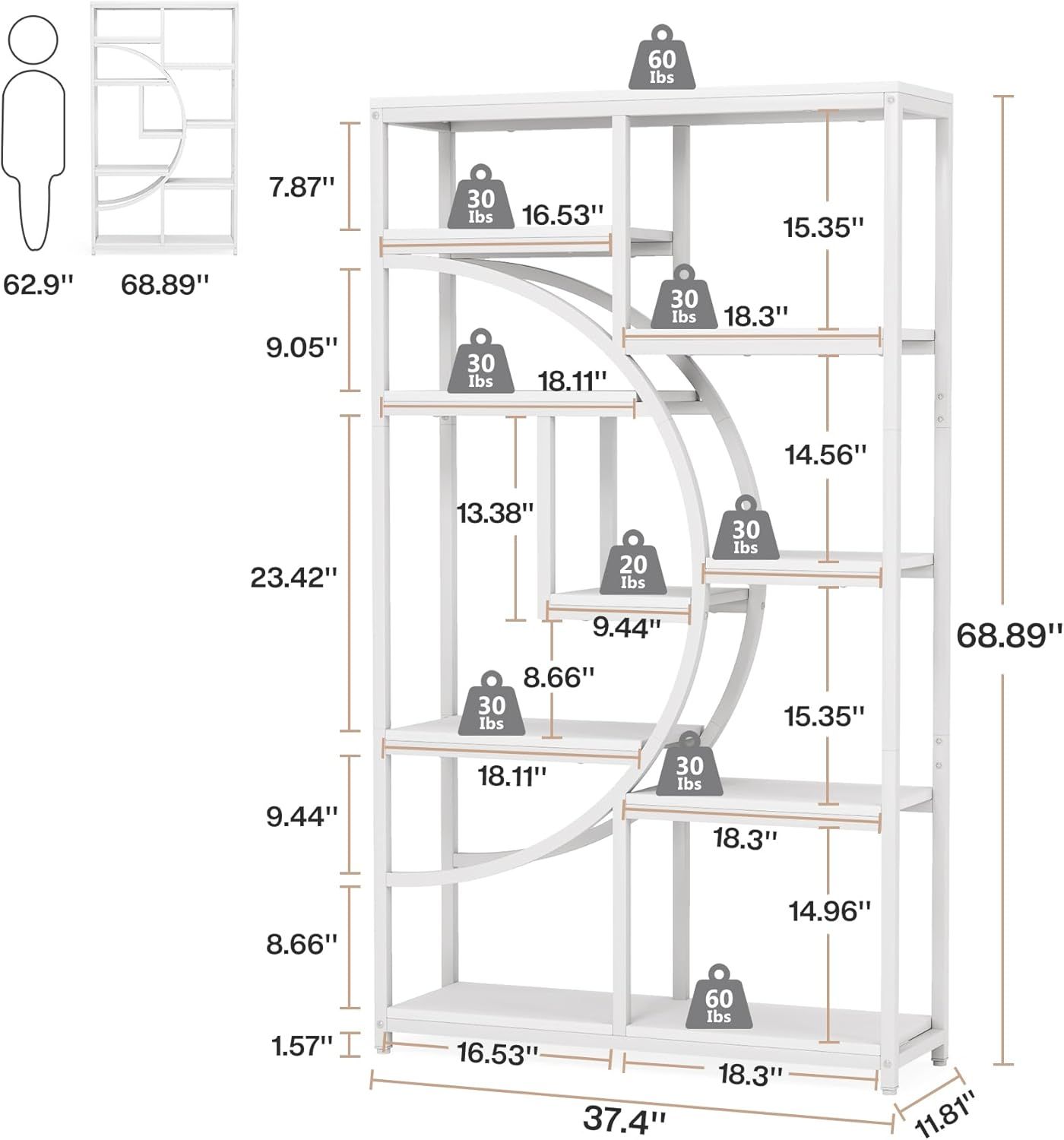 Nine-Shelf Geometric Bookcase, picture 4 of 4