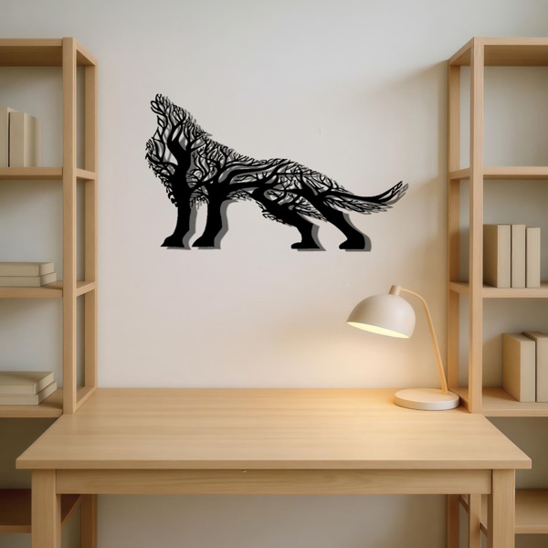 CIFbuy Gothic Howling Wolf Iron Wall Art 3D Sculpture For Living Room Office Decor(TikTok, Temu Pick-up Service)