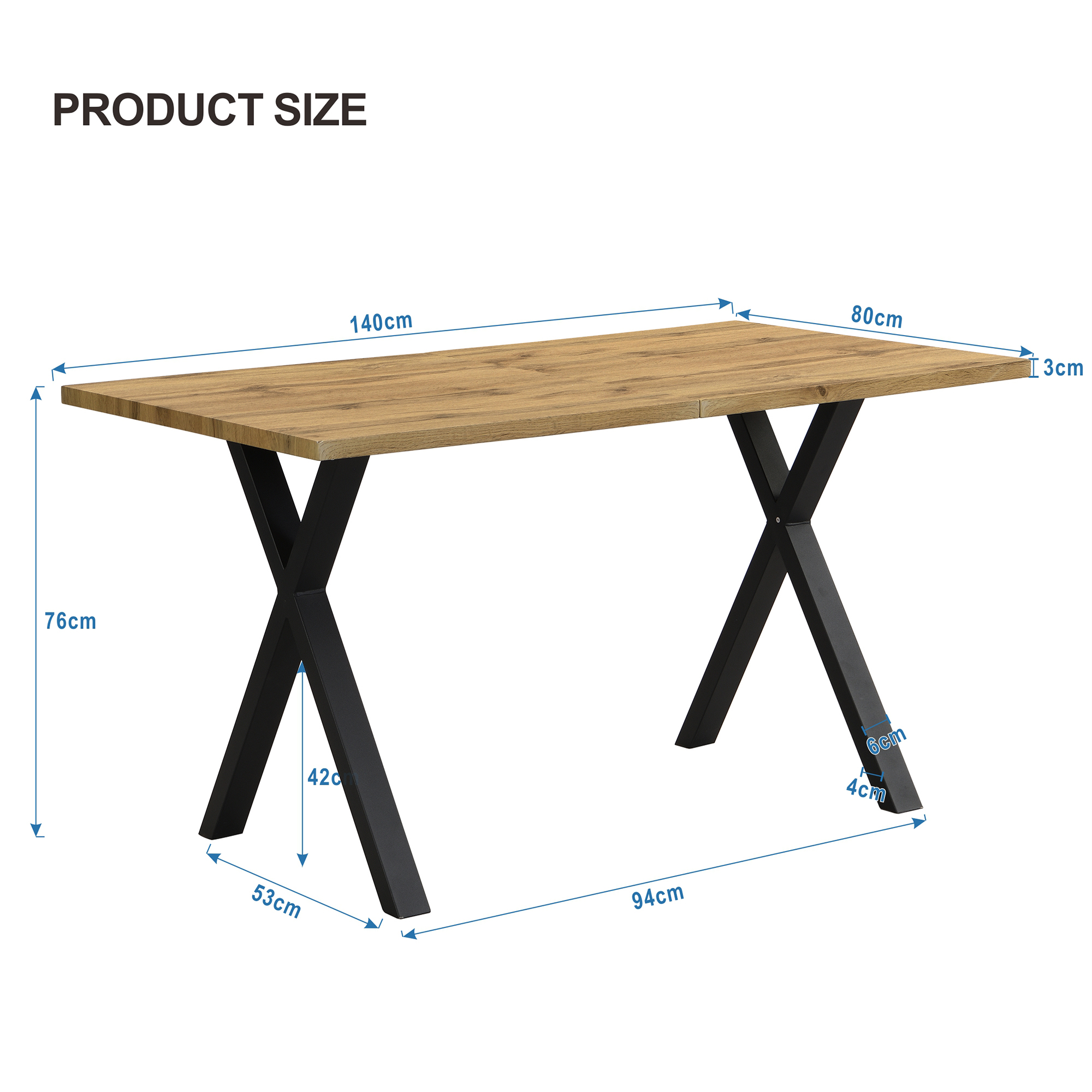 Dining Table, Design With Crossed Legs, Rectangular Coffee Modern, Simple