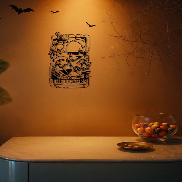 CIFbuy Gothic Style Skull Couple Metal Wall Art Vintage Iron Wall Sculpture For Living Room Bedroom Courtyard Balcony Garden Decor(TikTok, Temu Pick-up Service)