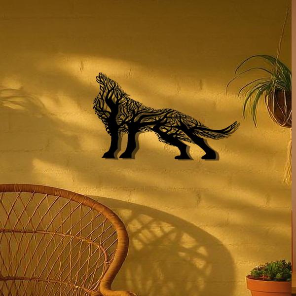 CIFbuy Gothic Howling Wolf Iron Wall Art 3D Sculpture For Living Room Office Decor(TikTok, Temu Pick-up Service)