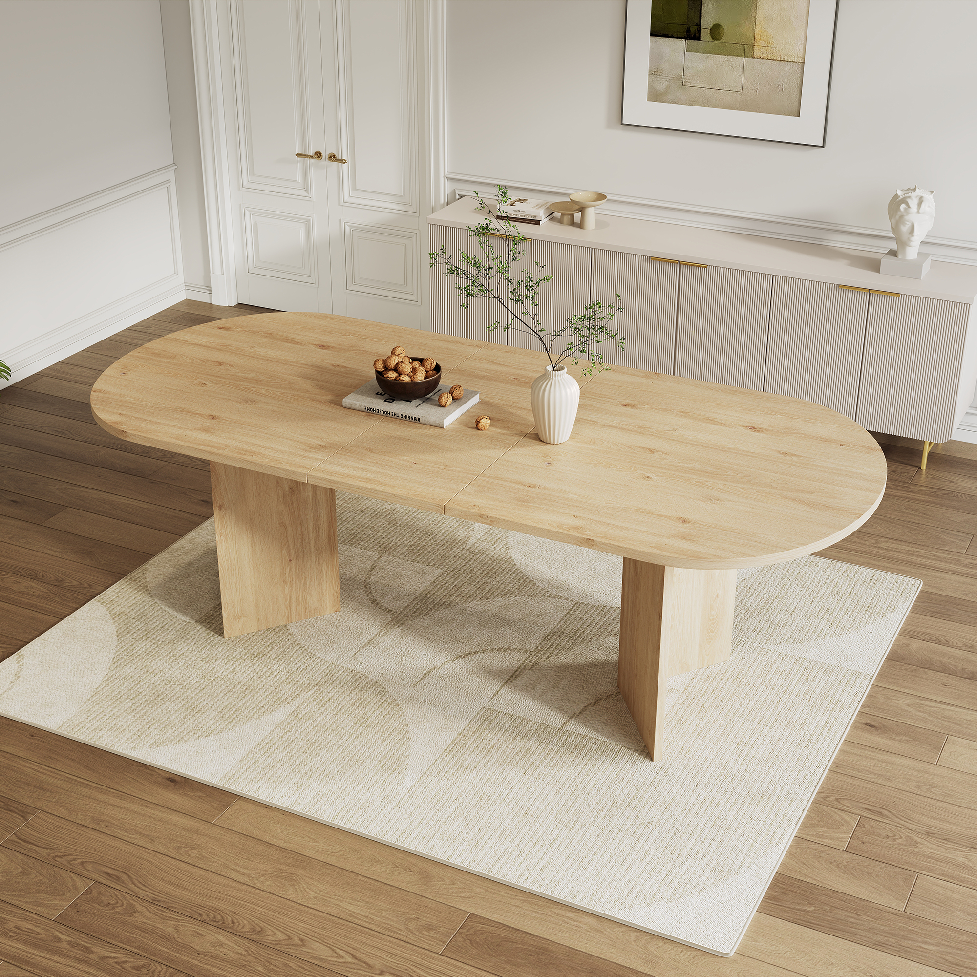 Extendable Dining Table 160-200 X90 Cm, Suitable For 6-8 People, With Rounded — image 4