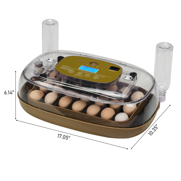 24 Egg Incubator With Automatic Egg Turning, 110V Digital Poultry Hatcher With LED Egg Candler, Temperature & Humidity Control, Auto Water Adding, For Chickens Ducks Quails, Khaki & Transpare