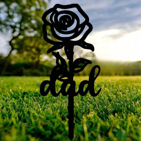 CIFbuy Elegant Waterproof Rose Memorial Stake Cemetery Decor Garden Stone Headstone Accent(TikTok, Temu Pick-up Service)