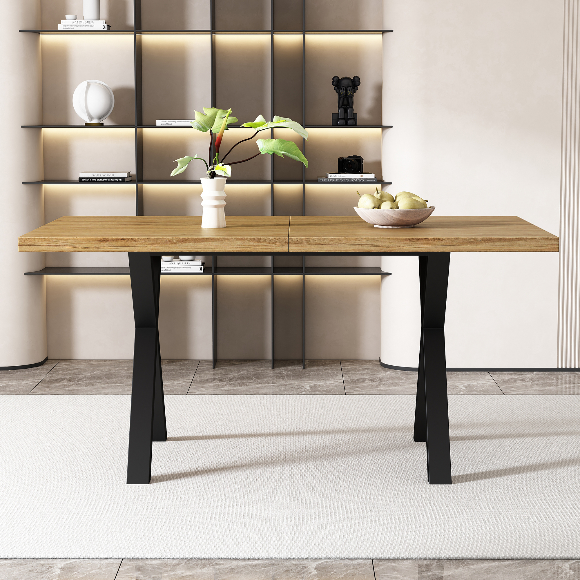 Dining Table, Design With Crossed Legs, Rectangular Coffee Modern, Simple — image 5
