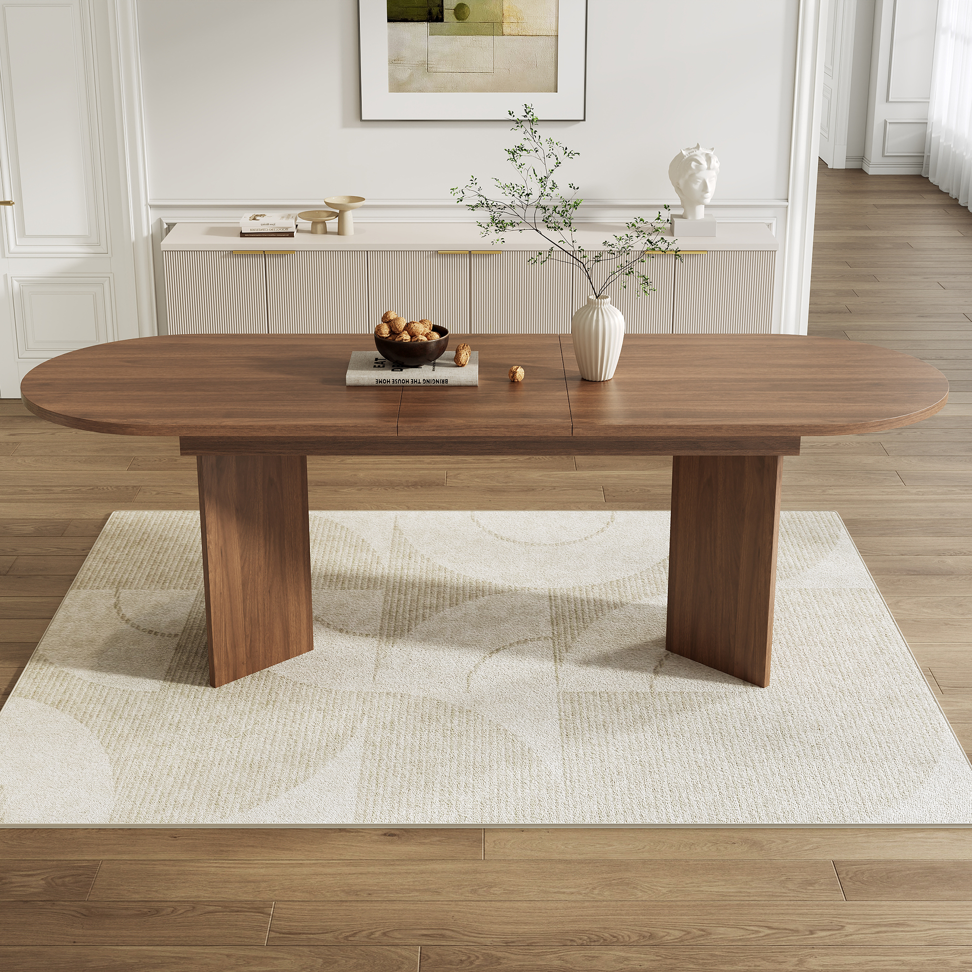 Extendable Dining Table 160-200 X 90 Cm, Suitable For 6-8 People, With Rounded — image 3
