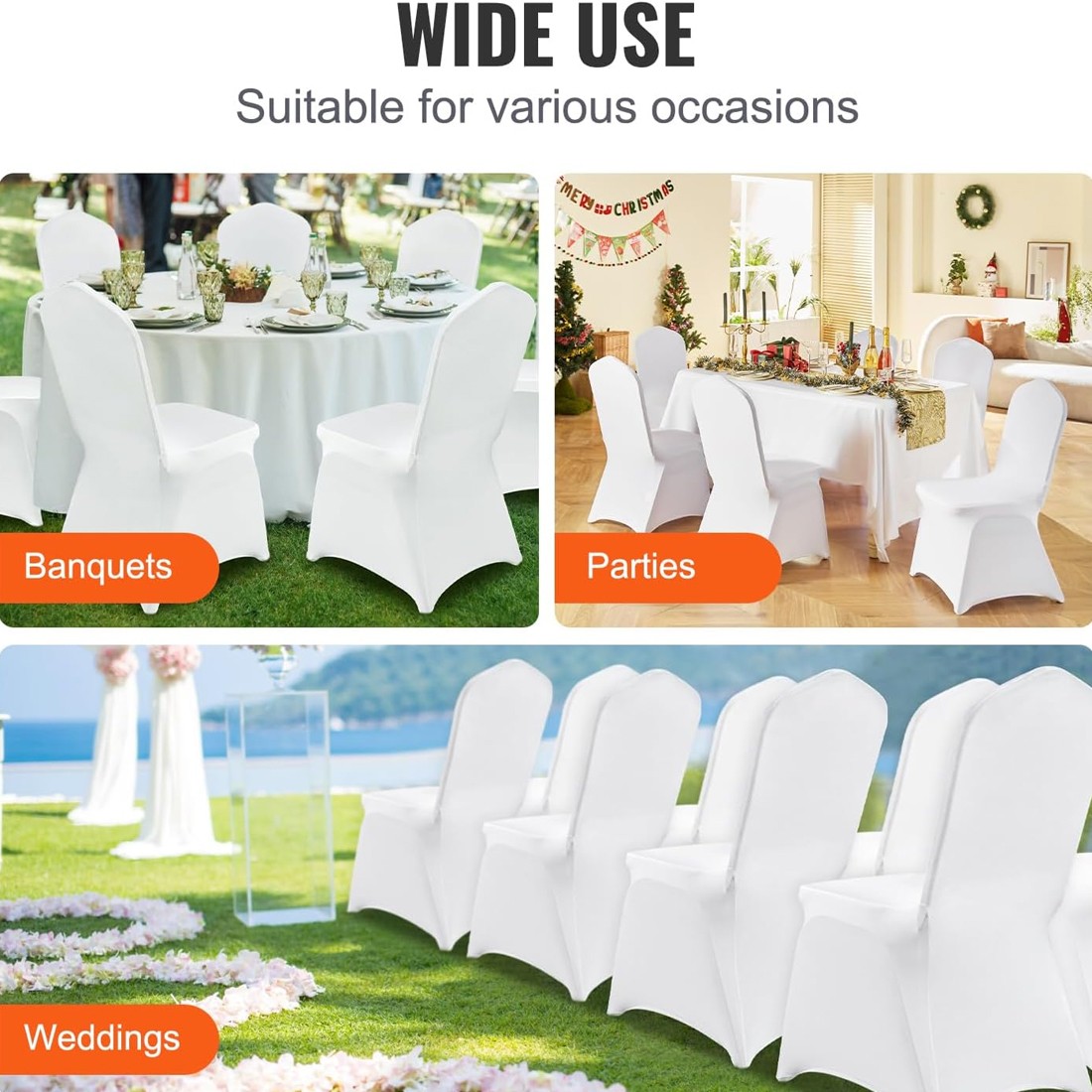 50PCS Stretch Spandex White Folding Chair Covers Gorgeous Formal Chairs — image 7