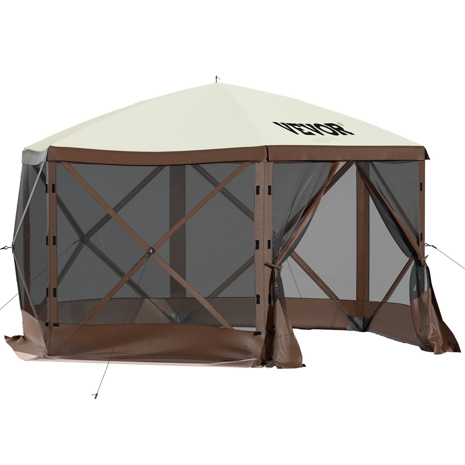 VEVOR Camping Gazebo Tent, 6 Sided Pop-up Canopy Screen Tent For 8 Person Campin