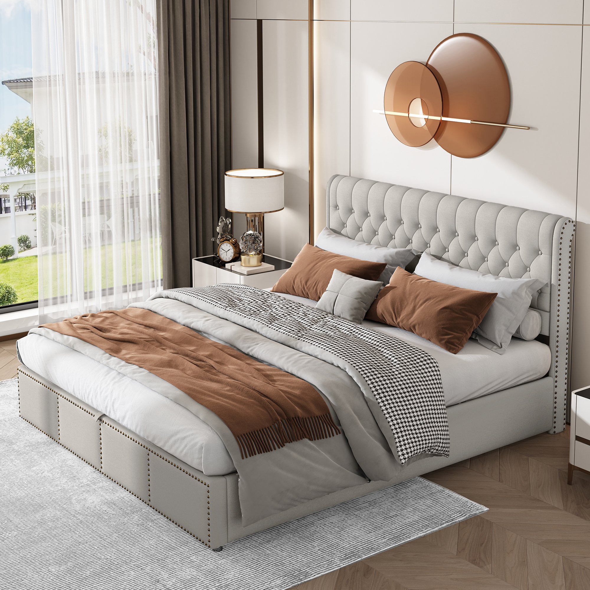 Upholstered Bed,Double Bed-4ft6 135x190cm,with Bench 135 X 41 X 42 Cm — image 4