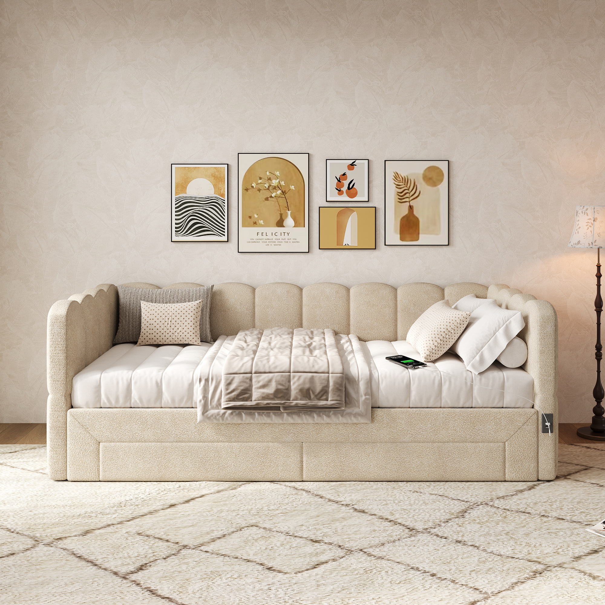 Upholstered Bed, Daybed, Sofa With 2 Drawers For Storage, 90x190 Cm, Extendable — image 4