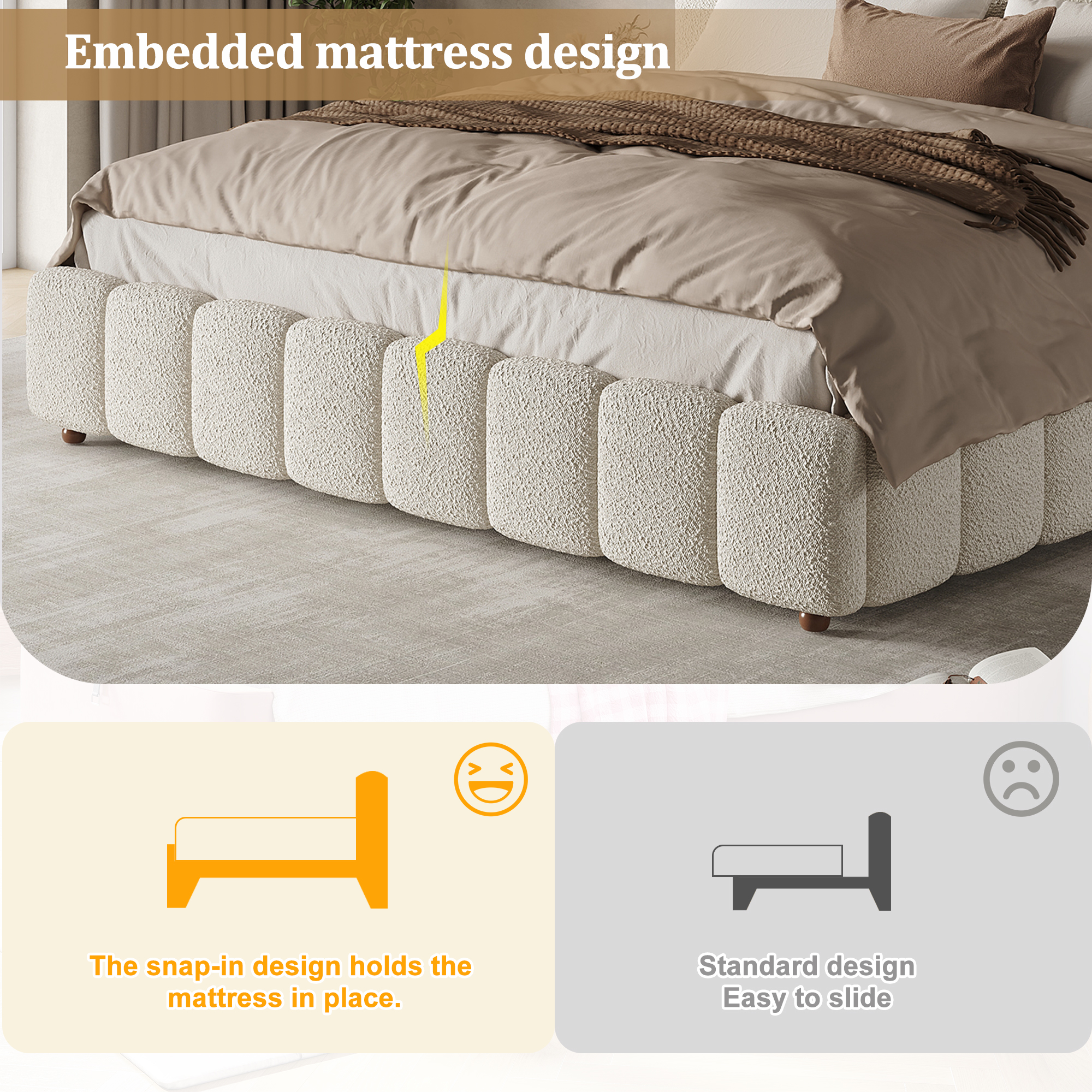 Upholstered Bed, King Size 5ft-150x200cm, Hydraulic Functional With Slatted — image 4