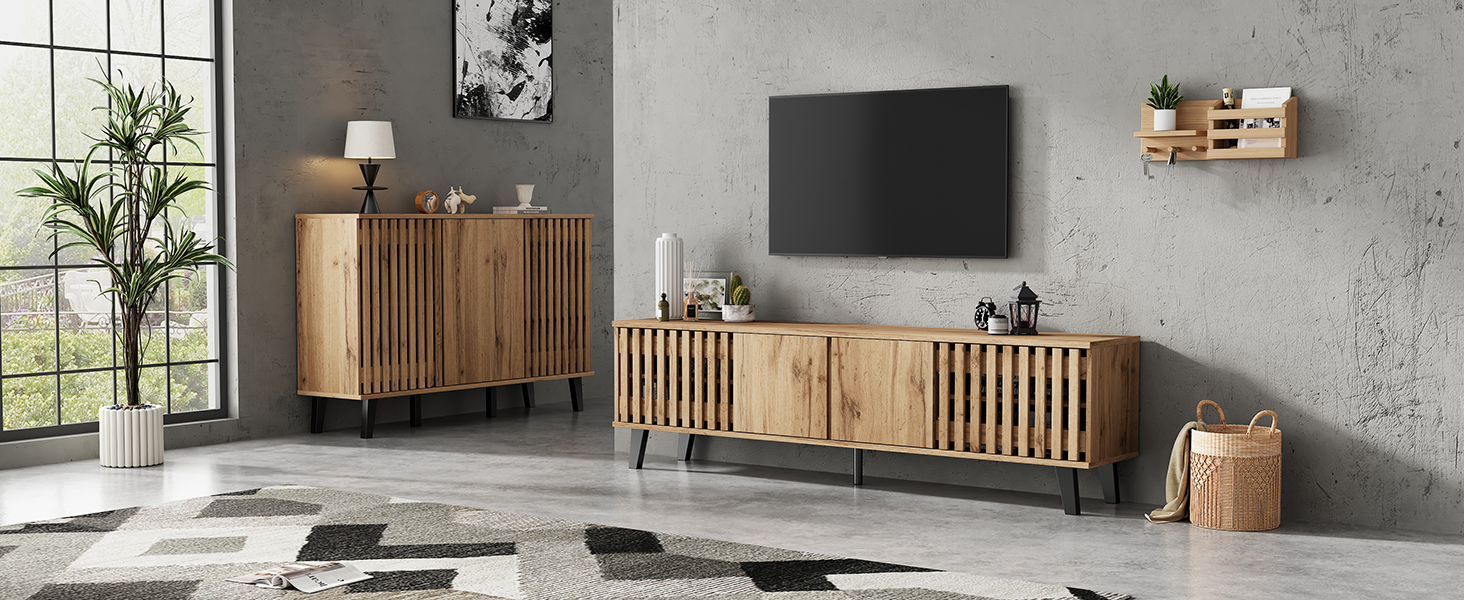 TV Stand - Cabinet 2 Set, 180x40x55cm TV With 4 Doors, For 70 Inch TV — image 4